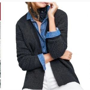 Anthropologie Moth Cardigan Cable Wool Alpaca Textured fisherman Sweater Gray M